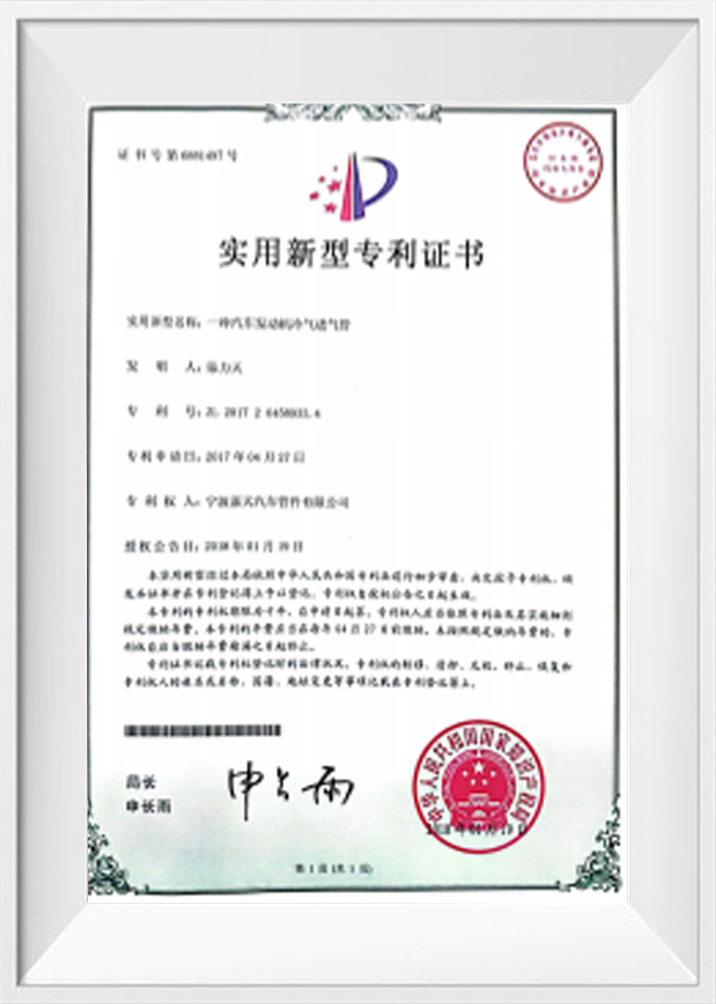 Gebruiksmodel patentcertificaat