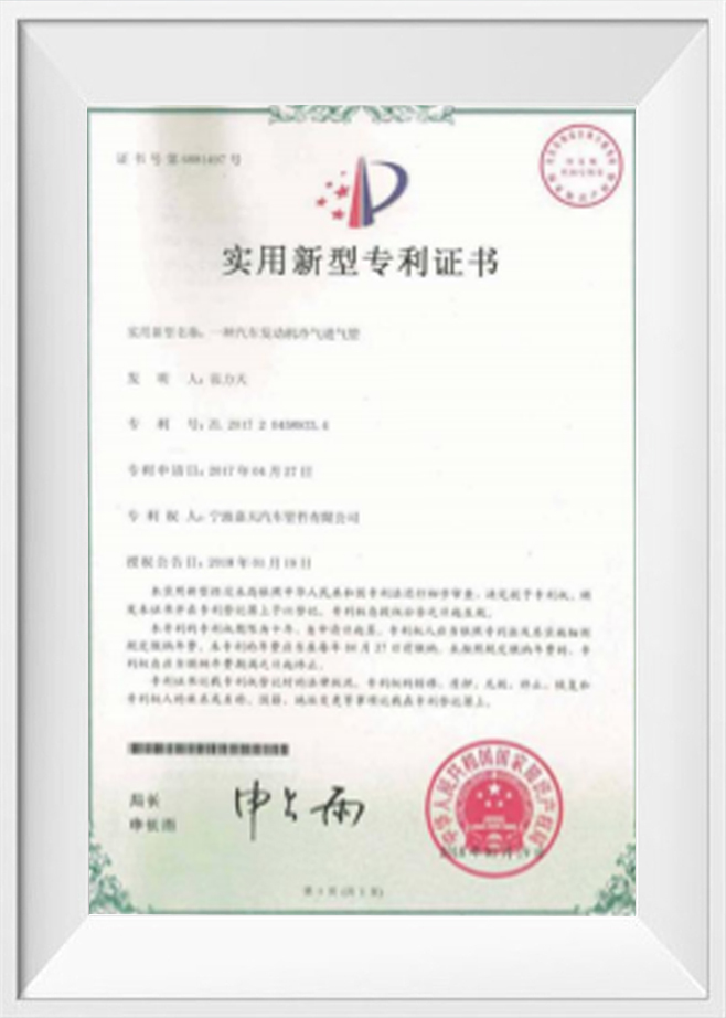 Gebruiksmodel patentcertificaat